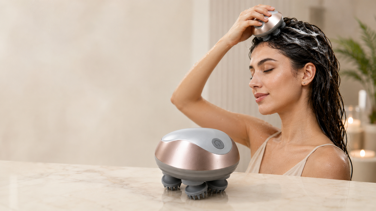Relaxing scalp massage moment