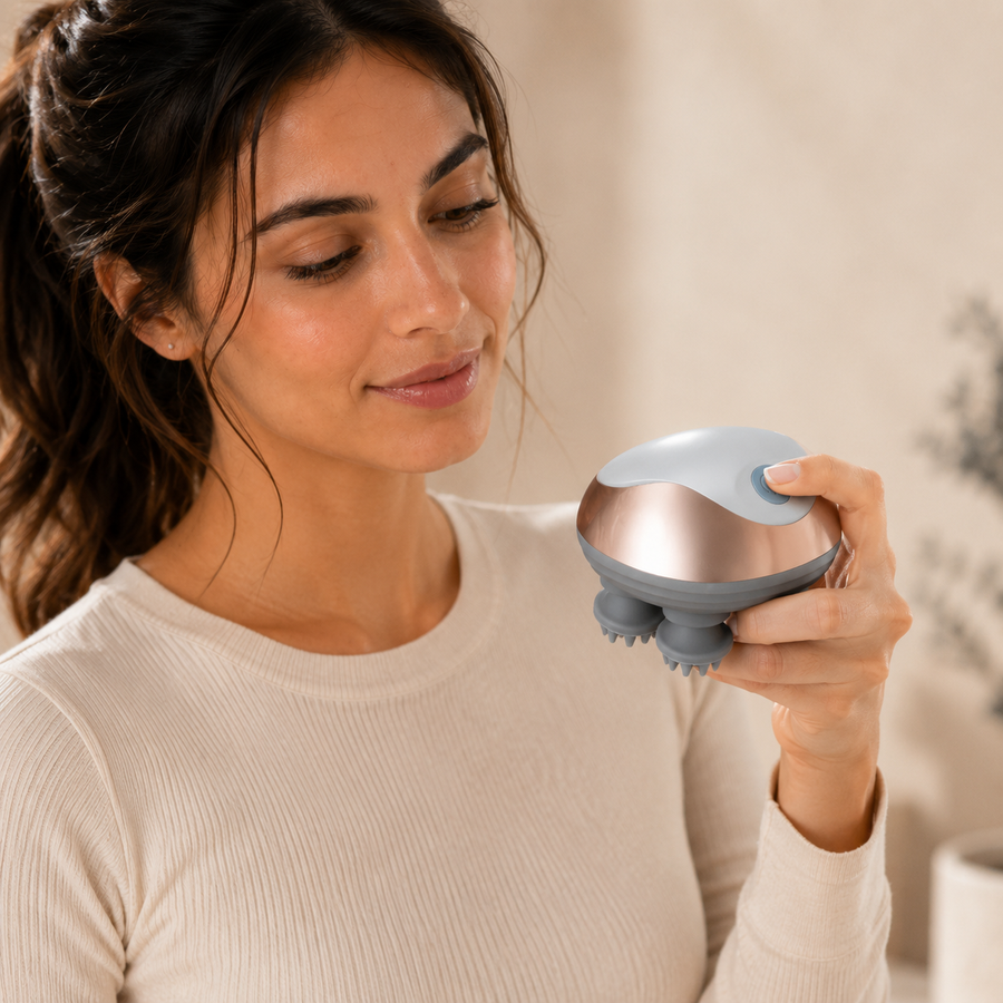 Turning on the scalp massager